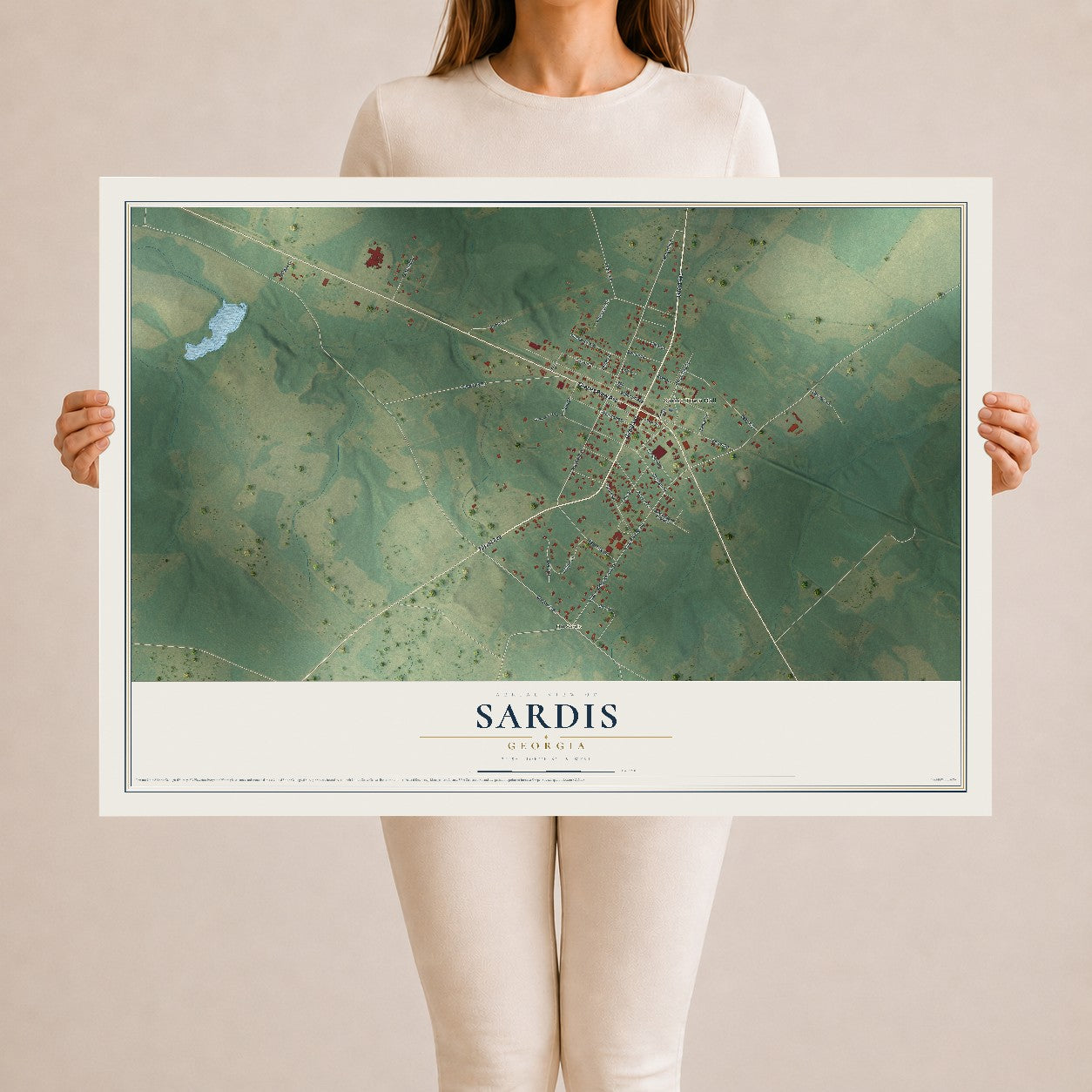 Sardis, Georgia map print, 24" x 36" Archival Matte Print mockup