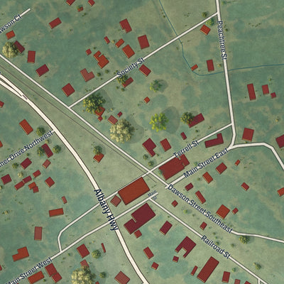 Close-up 1 of the Sasser, Georgia map artwork