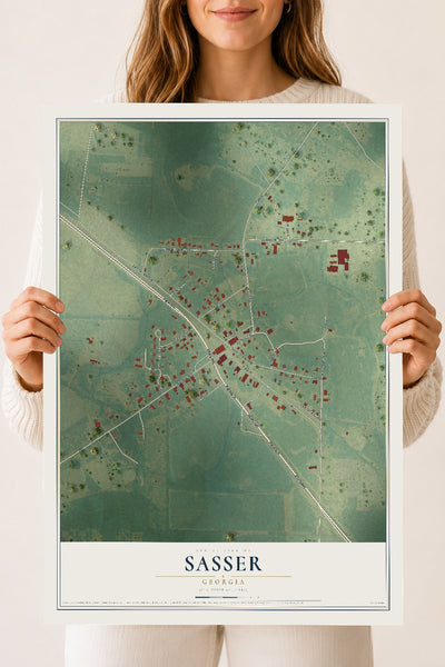 Sasser, Georgia map print, 18" x 24" Archival Matte Print mockup