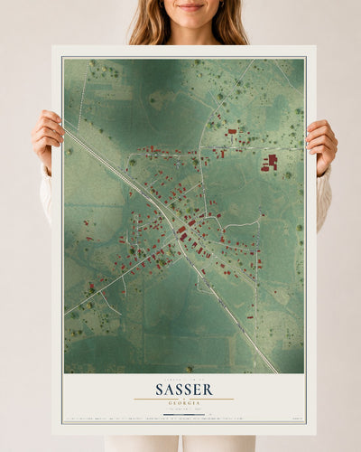Sasser, Georgia map print, 24" x 36" Archival Matte Print mockup