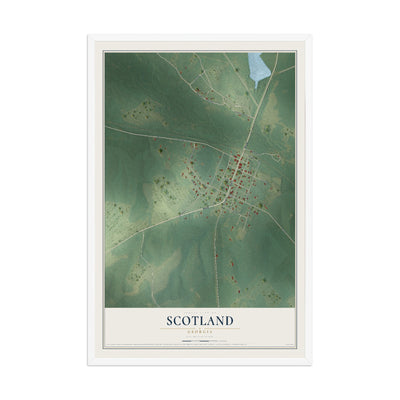 Scotland, Georgia map print, 12" x 18" W/ White Ayous Wood Frame mockup