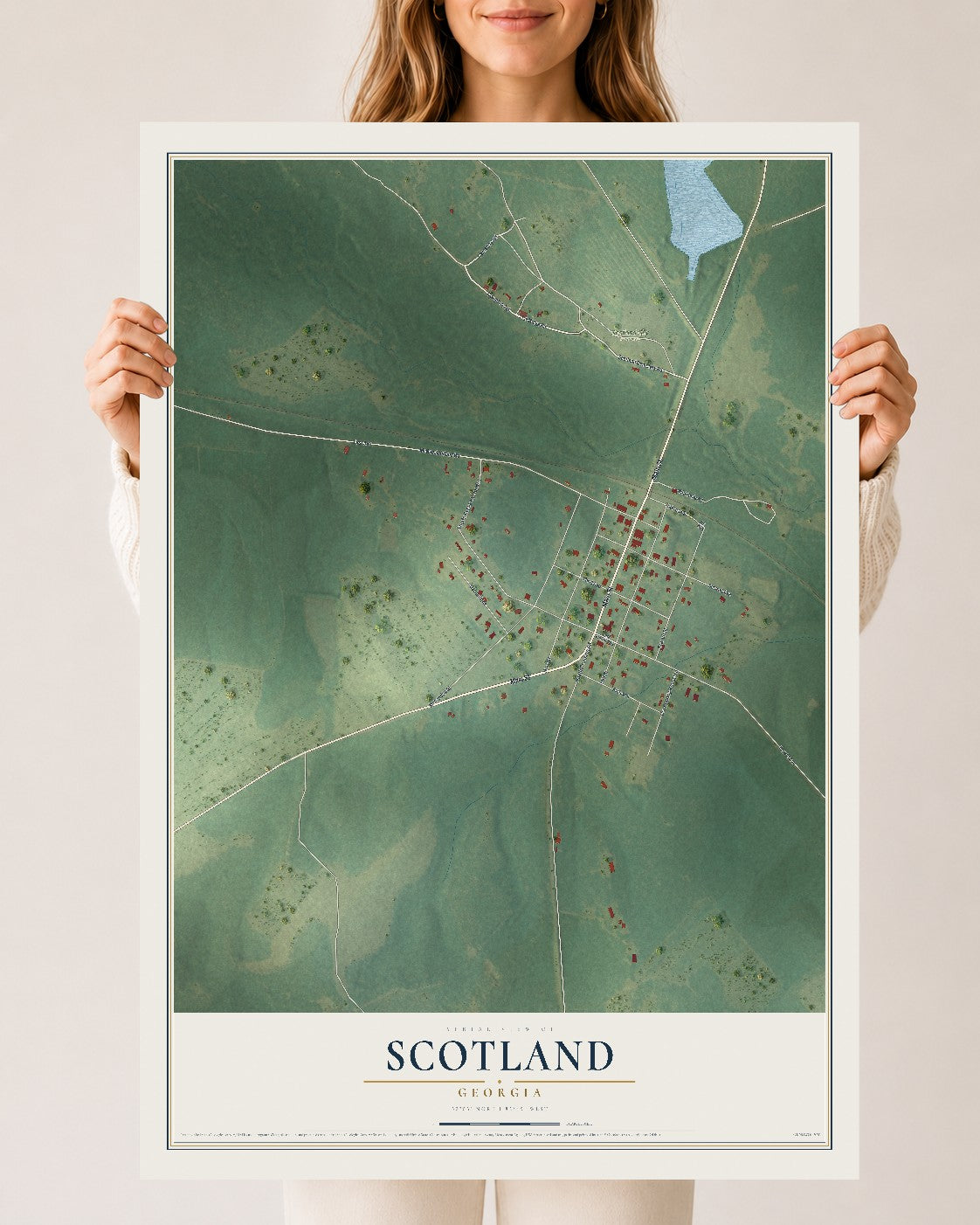 Scotland, Georgia map print, 24" x 36" Archival Matte Print mockup