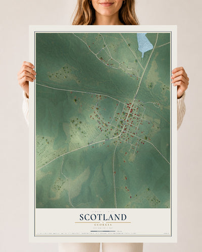 Scotland, Georgia map print, 24" x 36" Archival Matte Print mockup