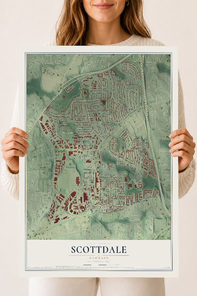 Scottdale, Georgia map print, 18" x 24" Archival Matte Print mockup