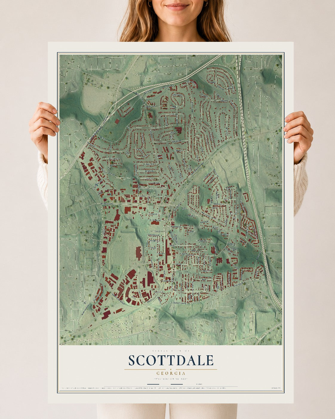 Scottdale, Georgia map print, 24" x 36" Archival Matte Print mockup