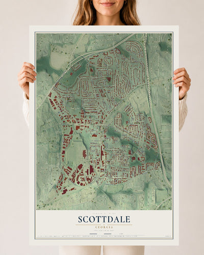 Scottdale, Georgia map print, 24" x 36" Archival Matte Print mockup