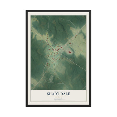 Shady Dale, Georgia map print, 12" x 18" W/ Black Ayous Wood Frame mockup