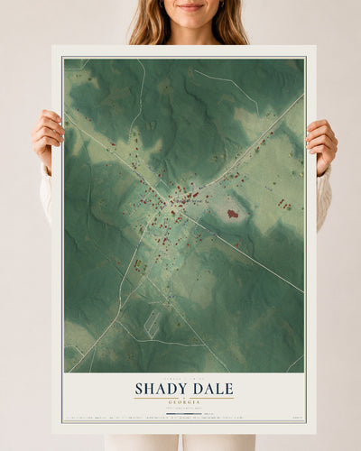 Shady Dale, Georgia map print, 24" x 36" Archival Matte Print mockup