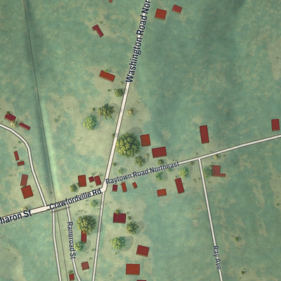 Close-up 1 of the Sharon, Georgia map artwork
