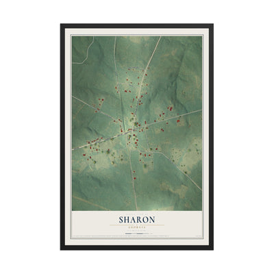Sharon, Georgia map print, 12" x 18" W/ Black Ayous Wood Frame mockup