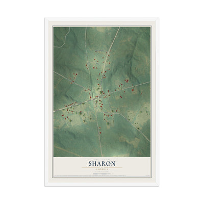 Sharon, Georgia map print, 12" x 18" W/ White Ayous Wood Frame mockup