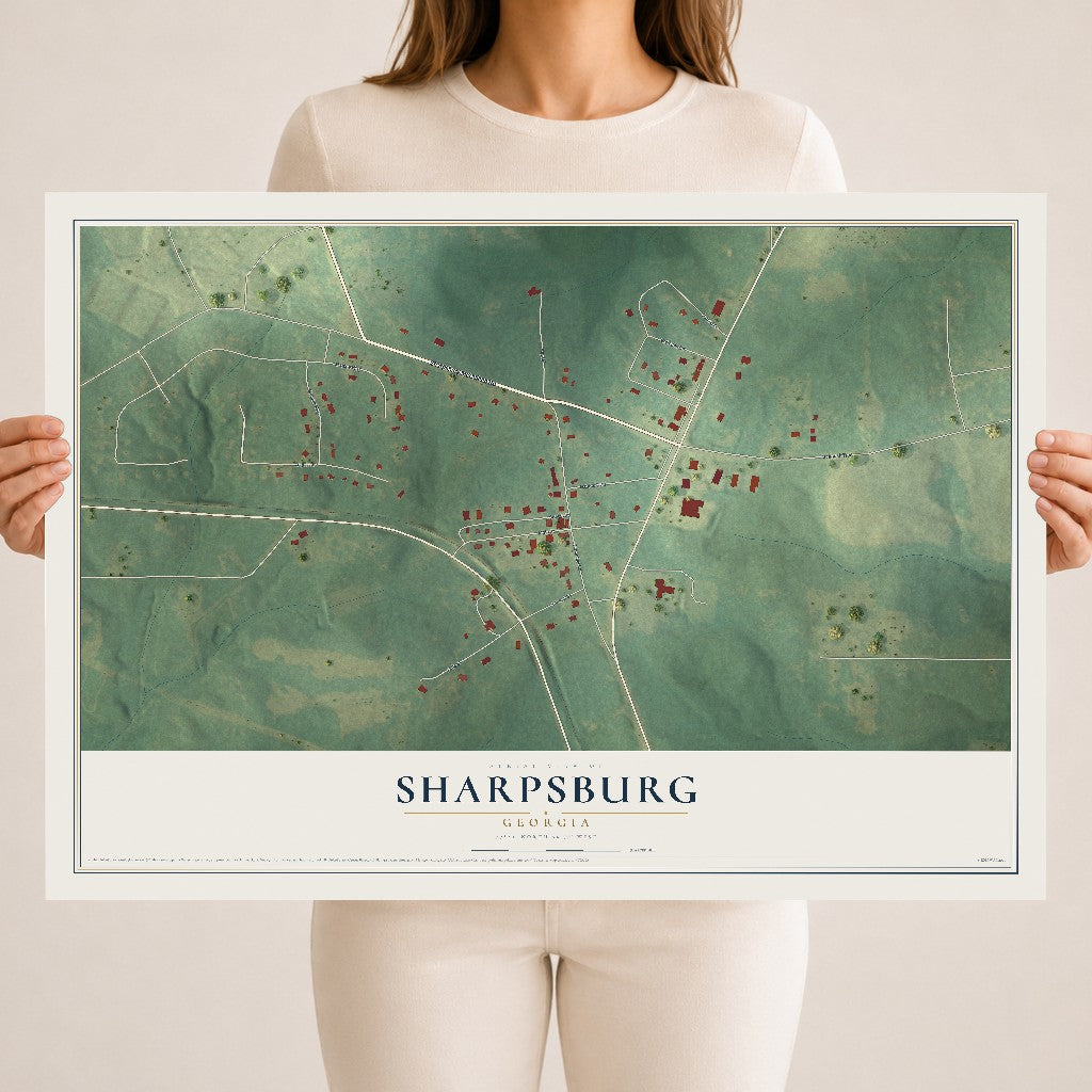 Sharpsburg, Georgia map print, 18" x 24" Archival Matte Print mockup