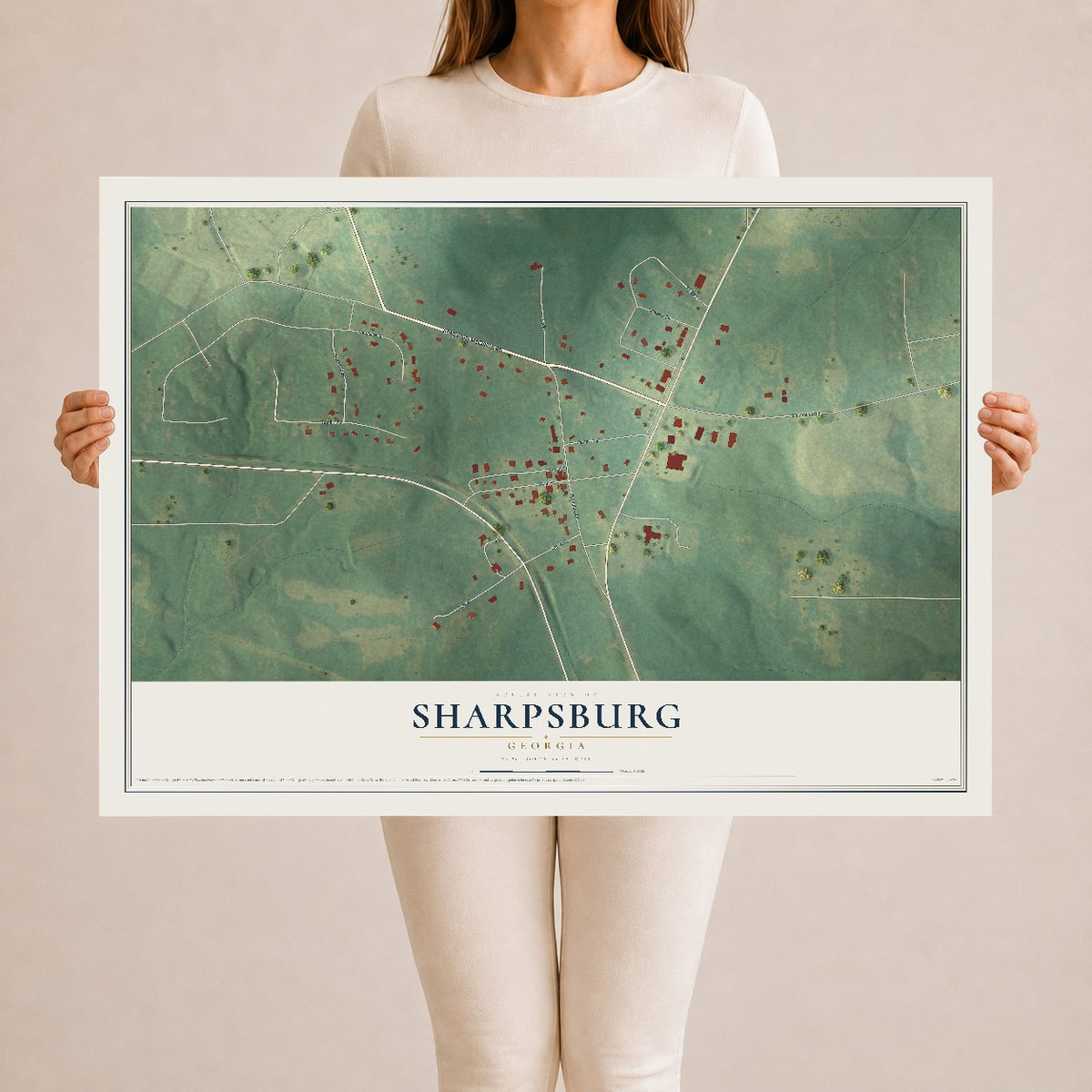 Sharpsburg, Georgia map print, 24" x 36" Archival Matte Print mockup