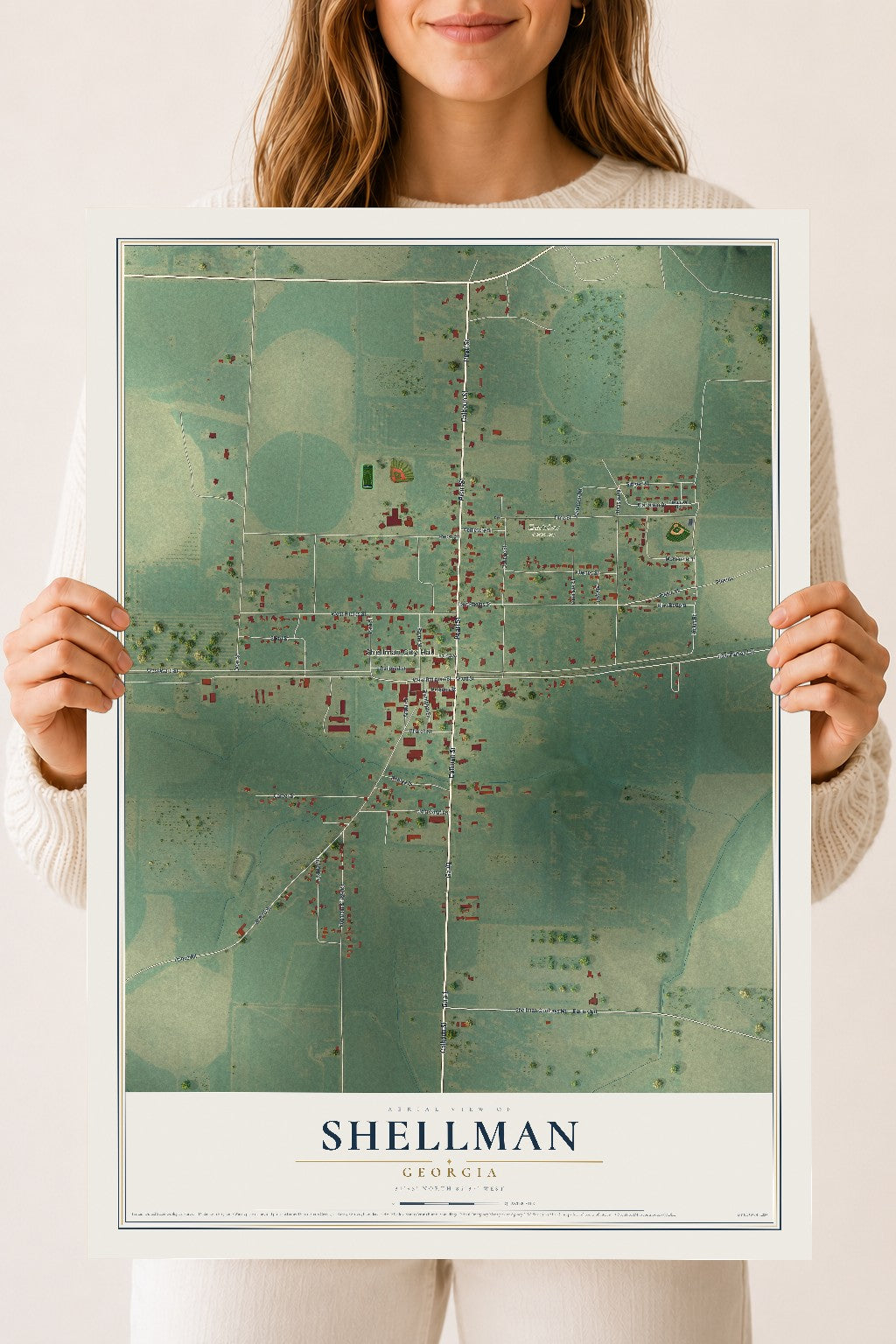 Shellman, Georgia map print, 18" x 24" Archival Matte Print mockup