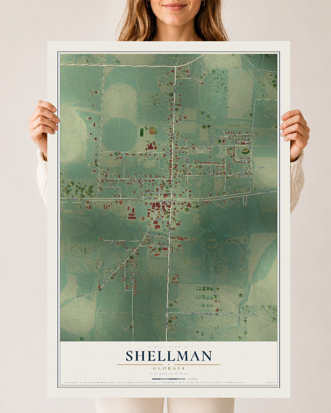 Shellman, Georgia map print, 24" x 36" Archival Matte Print mockup