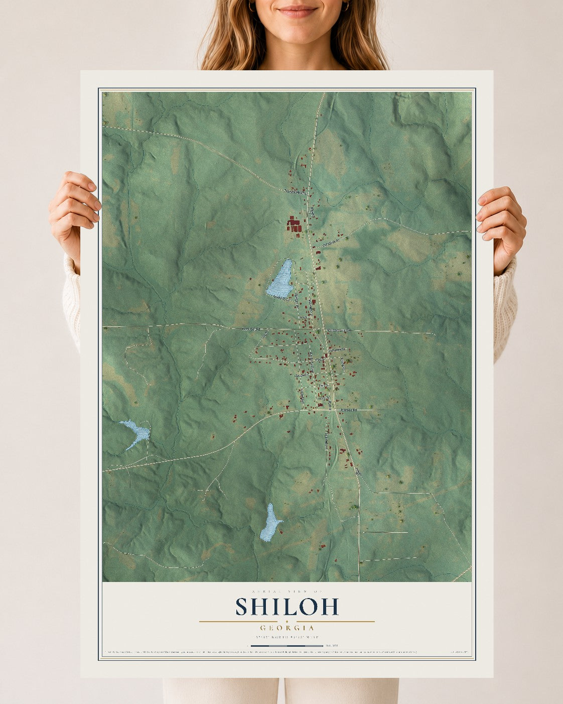 Shiloh, Georgia map print, 24" x 36" Archival Matte Print mockup