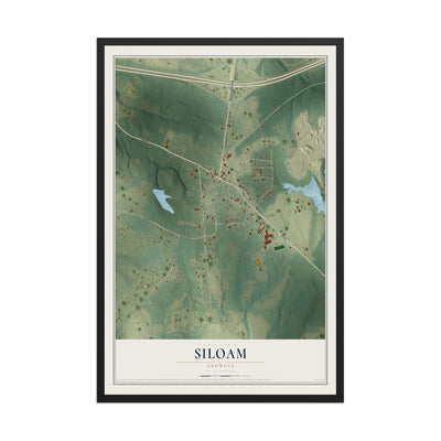 Siloam, Georgia map print, 12" x 18" W/ Black Ayous Wood Frame mockup