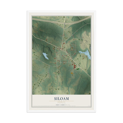 Siloam, Georgia map print, 12" x 18" W/ White Ayous Wood Frame mockup