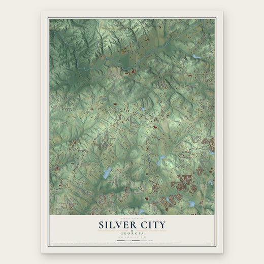 Silver City, Georgia map print, the full design