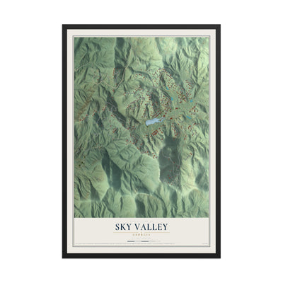 Sky Valley, Georgia map print, 12" x 18" W/ Black Ayous Wood Frame mockup