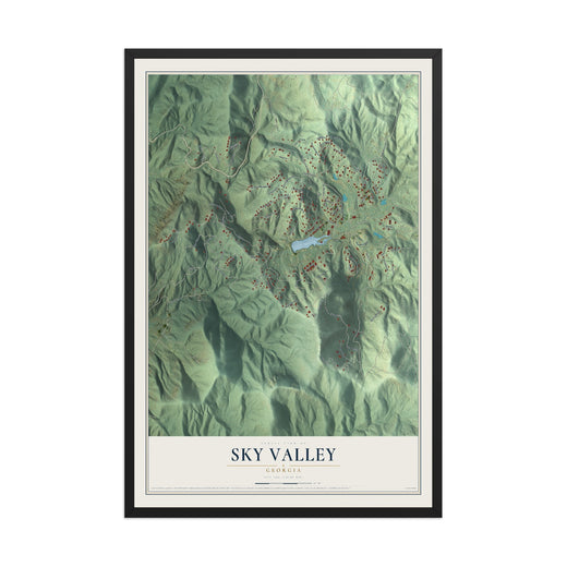 Map of Sky Valley, Georgia, 12 x 18 inch print in a black wood frame