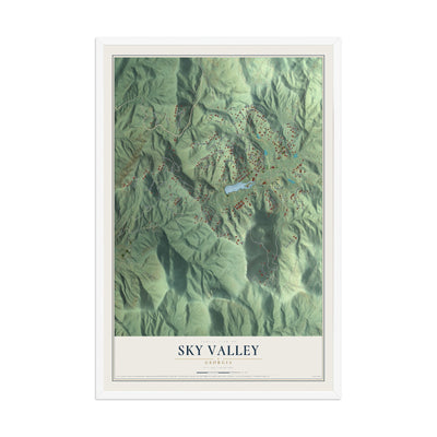 Sky Valley, Georgia map print, 12" x 18" W/ White Ayous Wood Frame mockup
