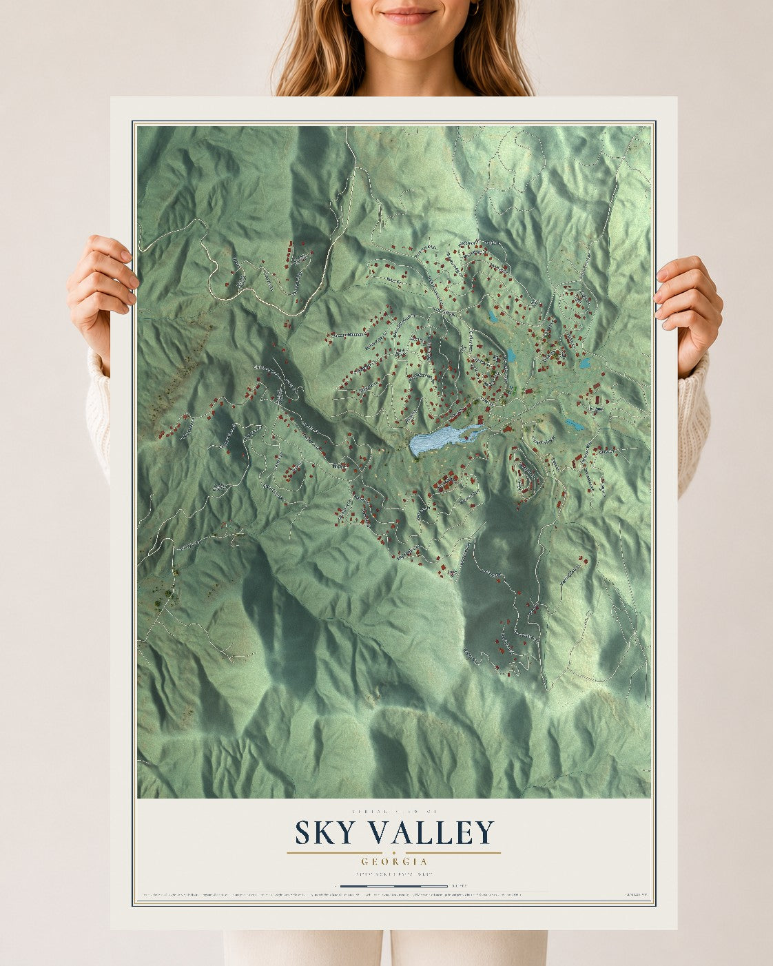 Sky Valley, Georgia map print, 24" x 36" Archival Matte Print mockup