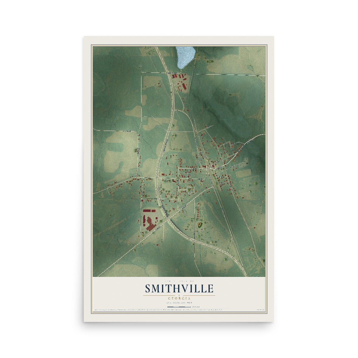 Smithville, Georgia map print, 12" x 18" Archival Matte Print mockup