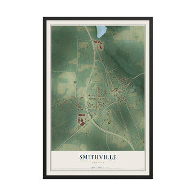 Smithville, Georgia map print, 12" x 18" W/ Black Ayous Wood Frame mockup