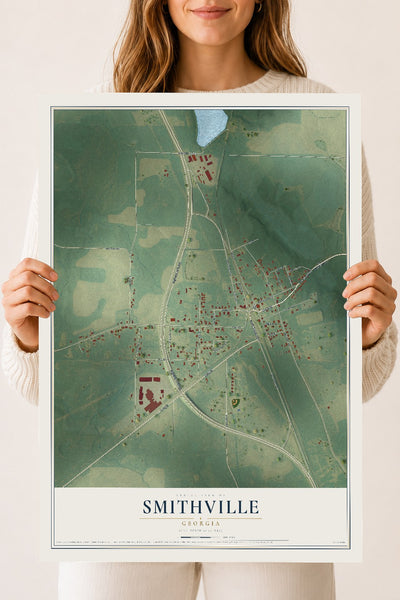Smithville, Georgia map print, 18" x 24" Archival Matte Print mockup