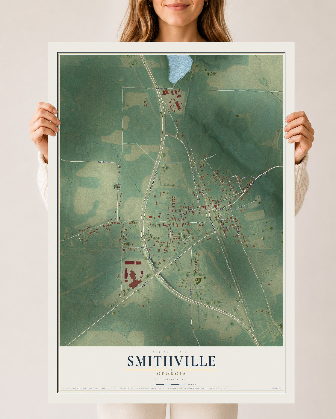Smithville, Georgia map print, 24" x 36" Archival Matte Print mockup