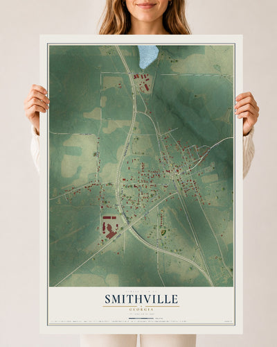 Smithville, Georgia map print, 24" x 36" Archival Matte Print mockup