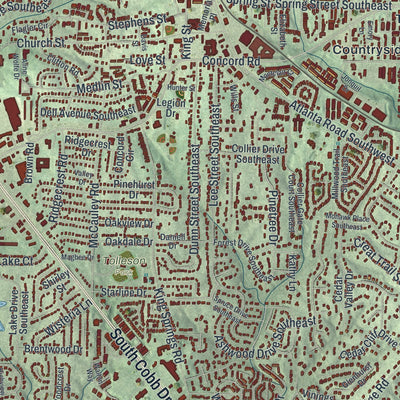Close-up 1 of the Smyrna, Georgia map artwork