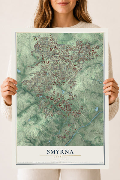 Smyrna, Georgia map print, 18" x 24" Archival Matte Print mockup