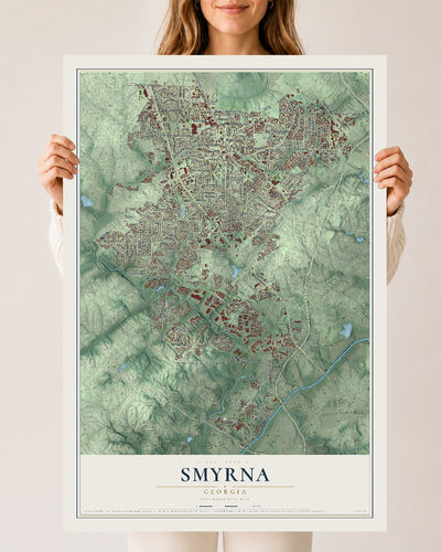 Smyrna, Georgia map print, 24" x 36" Archival Matte Print mockup