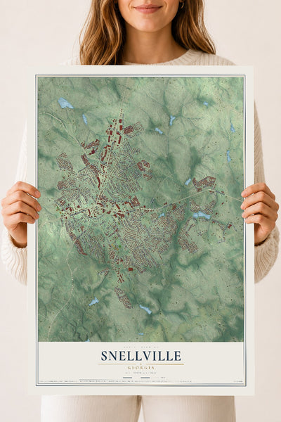 Snellville, Georgia map print, 18" x 24" Archival Matte Print mockup