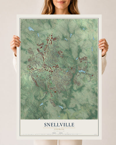 Snellville, Georgia map print, 24" x 36" Archival Matte Print mockup