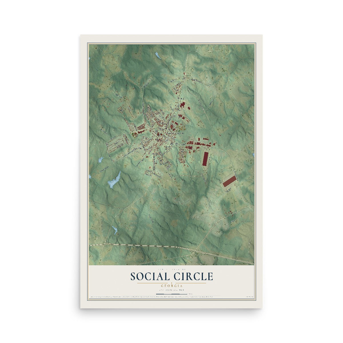 Social Circle, Georgia map print, 12" x 18" Archival Matte Print mockup
