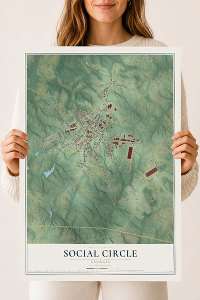 Social Circle, Georgia map print, 18" x 24" Archival Matte Print mockup