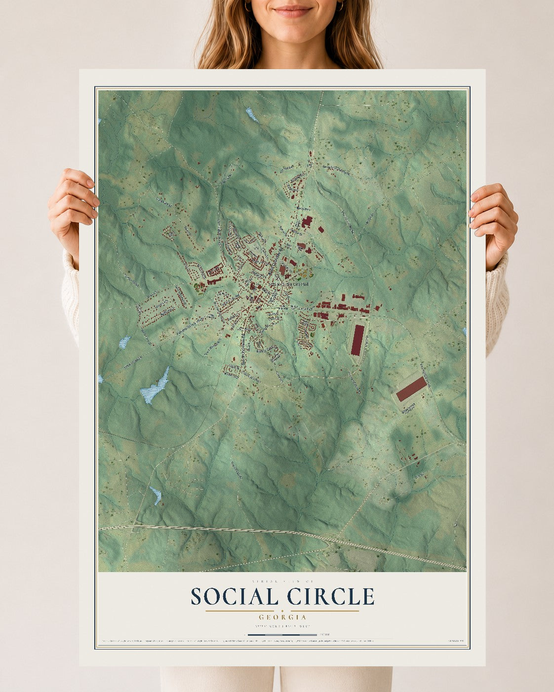 Social Circle, Georgia map print, 24" x 36" Archival Matte Print mockup