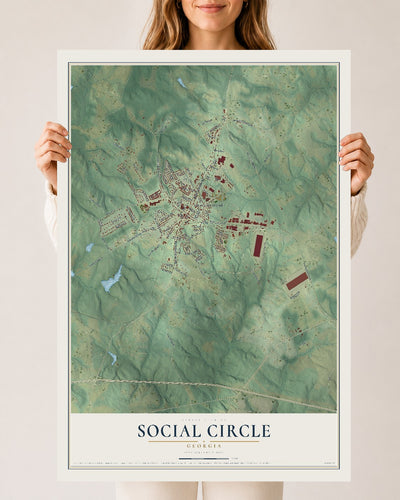 Social Circle, Georgia map print, 24" x 36" Archival Matte Print mockup
