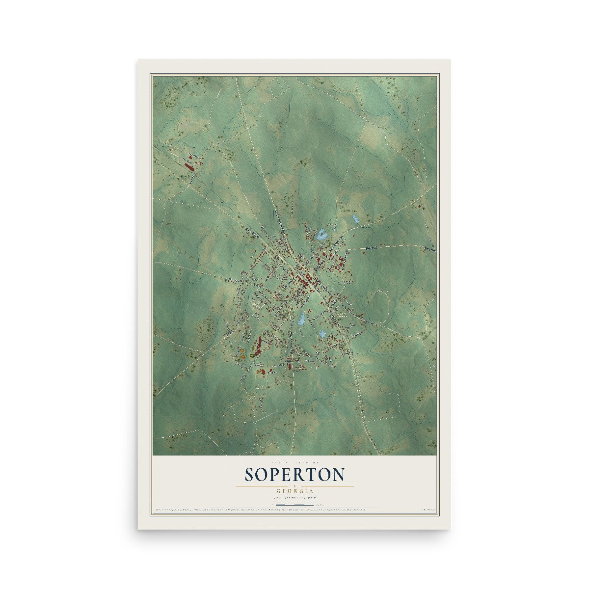 Soperton, Georgia map print, 12" x 18" Archival Matte Print mockup