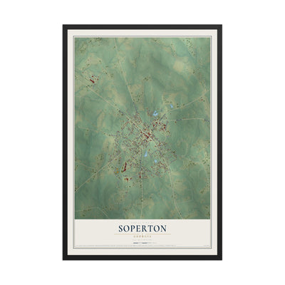 Soperton, Georgia map print, 12" x 18" W/ Black Ayous Wood Frame mockup