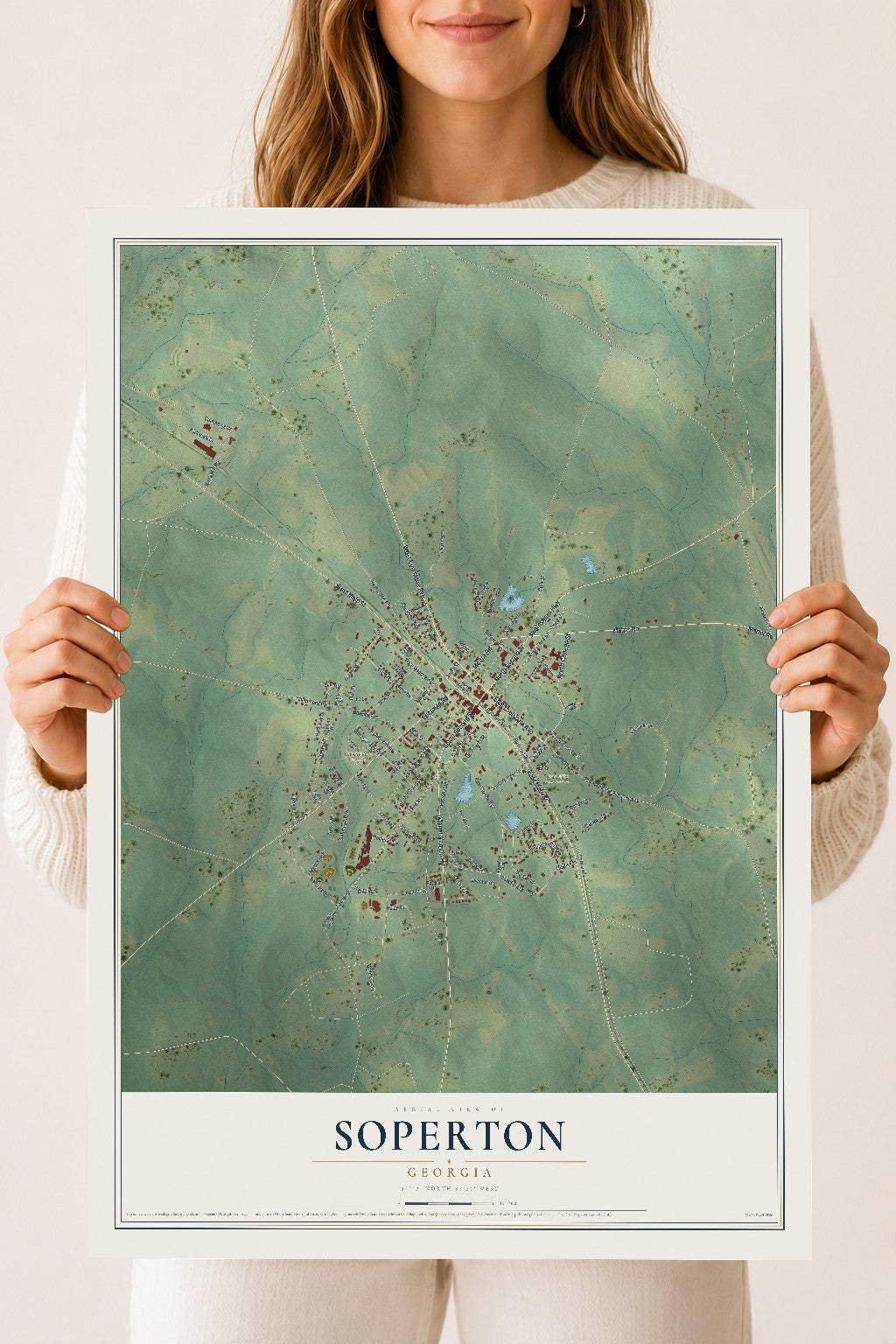 Soperton, Georgia map print, 18" x 24" Archival Matte Print mockup