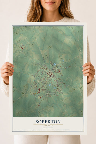 Soperton, Georgia map print, 18" x 24" Archival Matte Print mockup