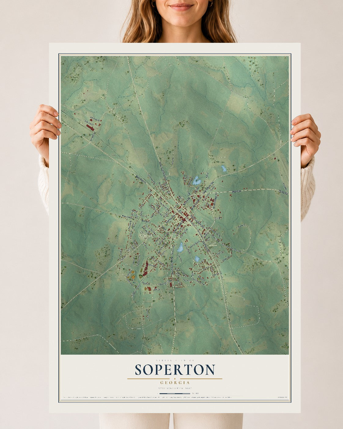 Soperton, Georgia map print, 24" x 36" Archival Matte Print mockup