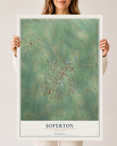 Soperton, Georgia map print, 24" x 36" Archival Matte Print mockup
