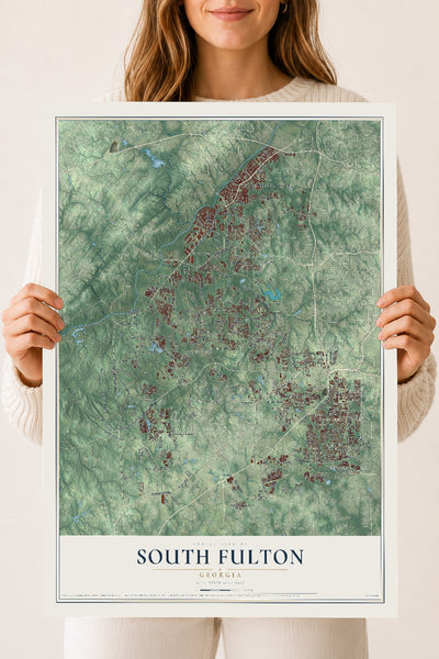 South Fulton, Georgia map print, 18" x 24" Archival Matte Print mockup