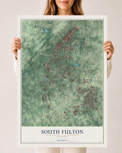 South Fulton, Georgia map print, 24" x 36" Archival Matte Print mockup