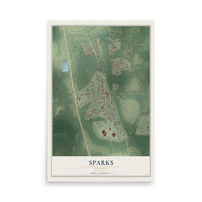 Sparks, Georgia map print, 12" x 18" Archival Matte Print mockup